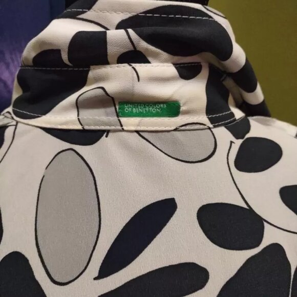 United Colors of Benetton Women Dress Shirt Tunic Collar w/ Pockets M - Picture 13 of 14